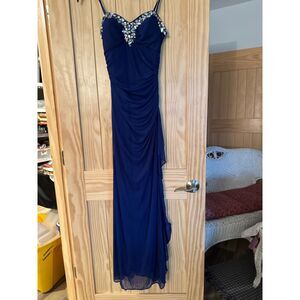 Blondie Nites Formal Gown Dress Dark Blue Size 5 Full Length